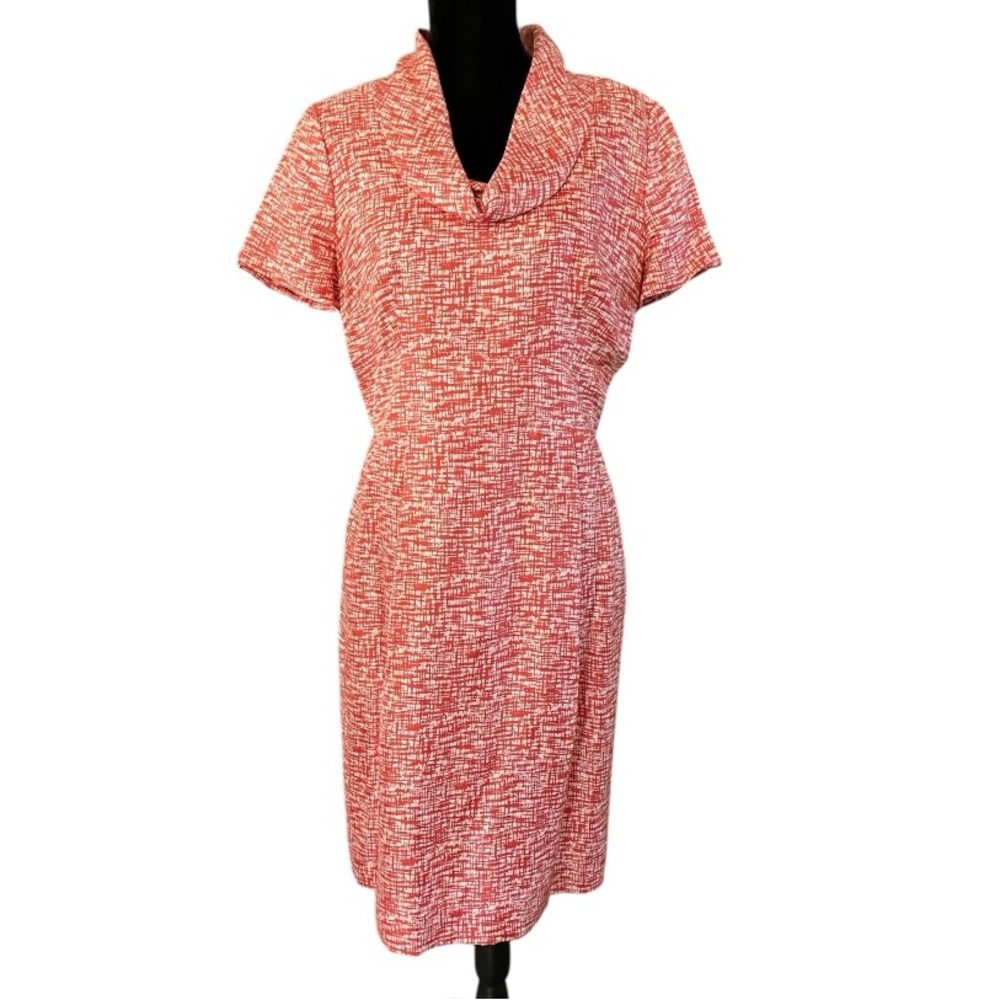 Banana Republic 100% Silk cowl neck Short Sleeve career dress womens 12 colorful